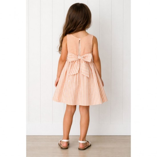 Calamaro Orange And White Striped Dress