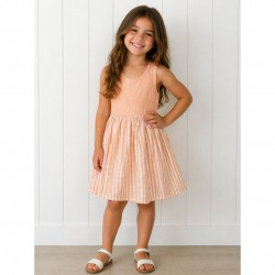 Calamaro Orange And White Striped Dress