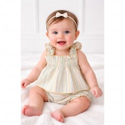 Calamaro Citrus Striped Dress And Jam Pants Set