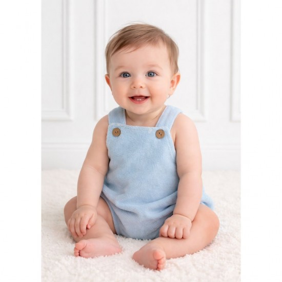 Calamaro Blue Towelling Dungaree Romper