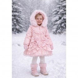 Pink over sized fur hooded coat 