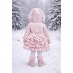Pink over sized fur hooded coat 