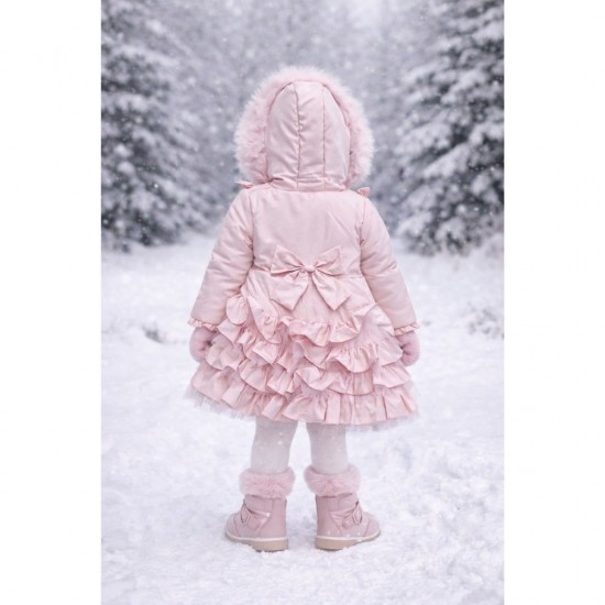 Pink over sized fur hooded coat 