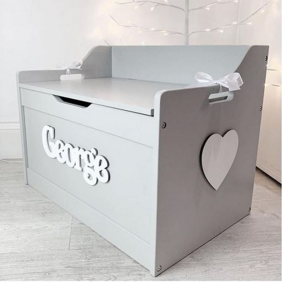 Grey Personalised Toy Box (Delivery Included)