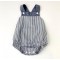 CALA Girl Navy/White Striped Romper with Bow