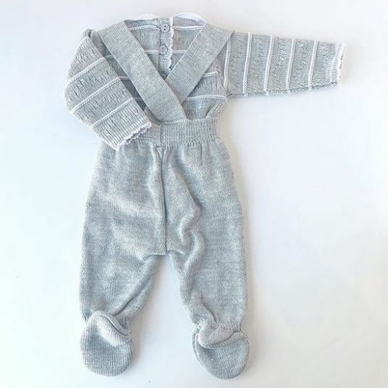 SAR Grey Knitted Trouser Suit with Braces