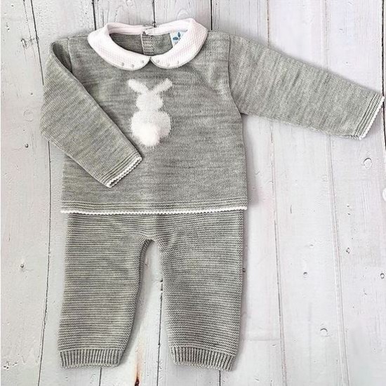 SAR Grey Knitted Bunny Trouser Suit