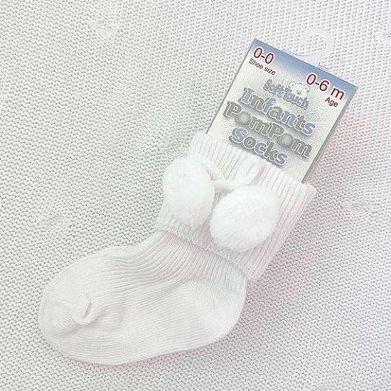 White Pom Pom Ankle Socks