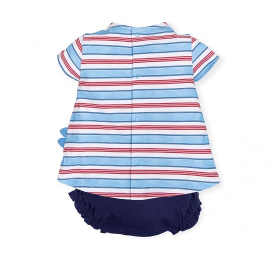 TUT Blue/Red Striped Dress & Knickers with Red Bow TUT Blue/Red Striped Dress & Knickers with Red Bow