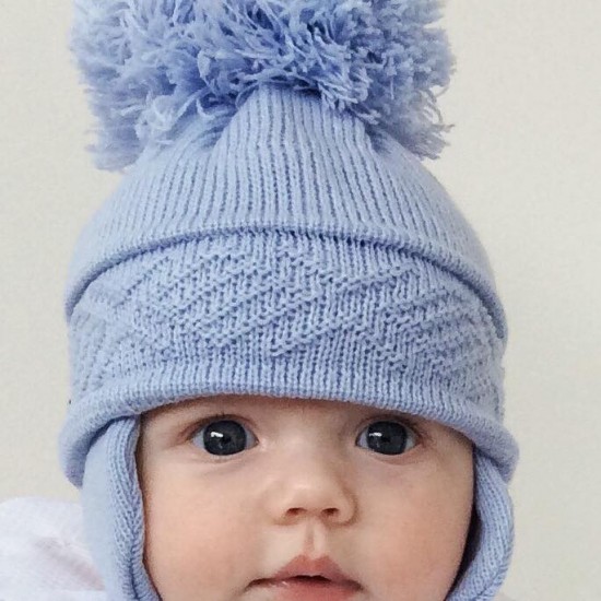 Pes Blue Baby's Knitted Large Pom Pom Hat