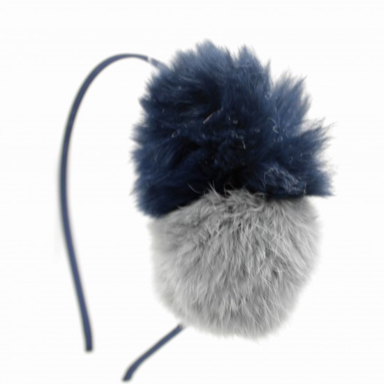 SIE Double Navy & Grey Pom Pom Headband SIE Double Navy & Grey Pom Pom Headband