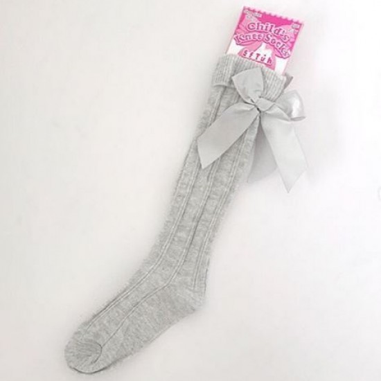 Grey Bow Long Socks 
