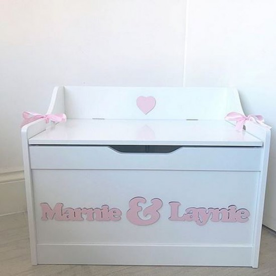 White Personalised Toy Box ( 2 names) - DELIVERY INCLUDED