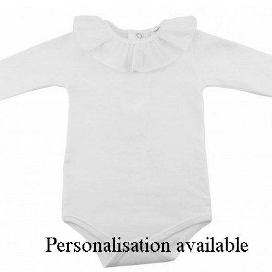MN White Unisex Ruffle Neck Body MN White Unisex Ruffle Neck Body